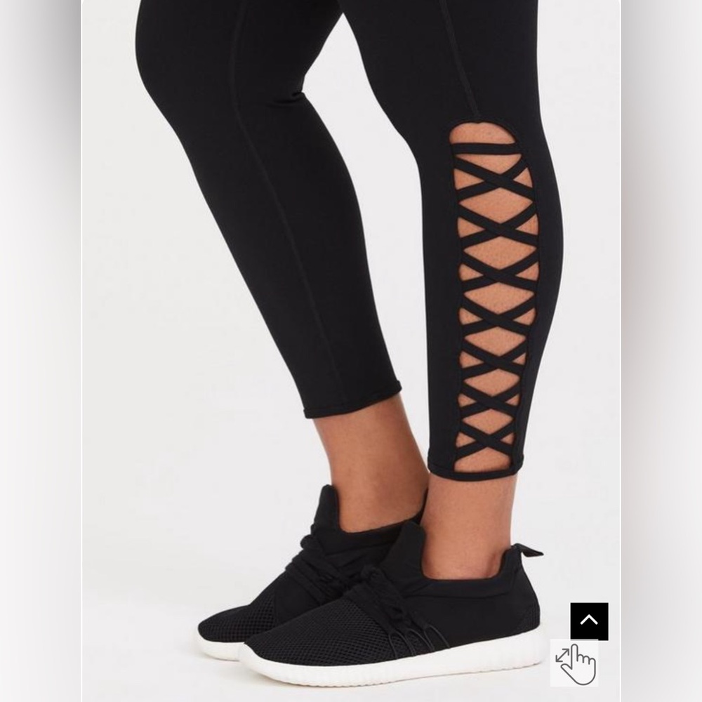 TORRID Active Black Lattice Detail Leggings Pants size 00 Medium/ Large - Picture 3 of 15